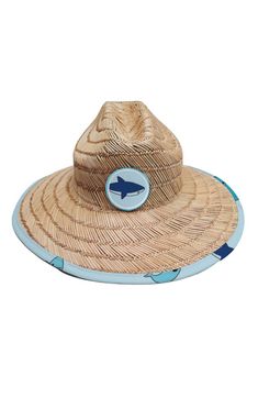 Straw lifeguard hat for baby and toddler provides SPF50 sun protection for your baby. Fully water compatible, just air dry. 100% straw fabrication with polyester lining. Lifeguard Hat, Beach Poncho, Hat For Baby, Toddler Beach, Shark Logo, Baby Boy Accessories, Footie Pajama, Long Romper, Blue Beach