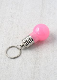 Lightbulb Keychain Pink ACCESSORIES - Shop Miss A Rings Bracelets, Trendy Jewelry, Earrings Rings, Light Bulb, Light Up, Blue And Purple, Different Colors, Pouch, Fashion Accessories