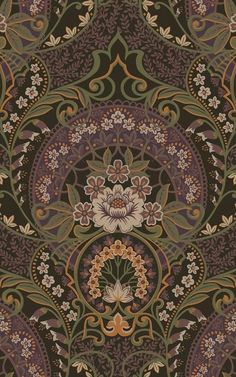 316016 Posy Nasrin Purple Damask Wallpaper by Eijffinger,316016 Posy Nasrin Purple Damask Wallpaper by Eijffinger2 Purple Damask Wallpaper, Wallpaper Chocolate, Wallpaper Botanical, Coral Wallpaper, Victorian Bedroom, Bohemian Theme, Floral Damask, Damask Wallpaper, Color Chocolate