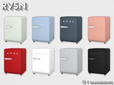 several different colored refrigerators are shown in this image