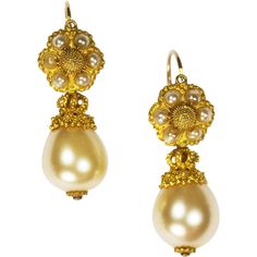 Scarce Antique French 18 Karat Gold Georgian Glass Pearl Earrings Circa 1820 Antique Gold Jewelry, Lace Decor, 18th Century, French Antiques, Antique Gold, Vintage Antiques, Gold Jewelry