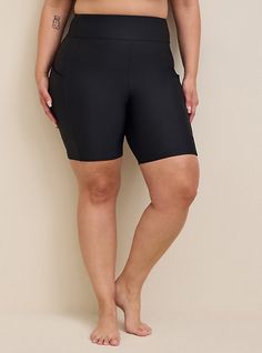 FIT Model is 5'10” wearing size 1. . High rise. 9” inseam. . MATERIALS + CARE Nylon blend knit fabric. . 82% nylon, 18% spandex. . Machine wash cold. Dry flat. Imported. DETAILS Front pockets. UPF protection: 30+. The best plus size women's Swim Biker Short With Pockets in fanfare made of nylonspan. High Stretch Nylon Bottoms With Built-in Shorts, Fitted Nylon Swim Trunks Short Length, Stretch Swimming Shorts With Pockets, Fitted Nylon Swim Trunks, Fitted Nylon Swimwear With Built-in Shorts, Casual Nylon Biker Shorts With 4-way Stretch, Stretch Nylon Athletic Shorts, Mid-thigh Length, Stretch Nylon Athletic Shorts Mid-thigh Length, Stretch Nylon Mid-thigh Athletic Shorts