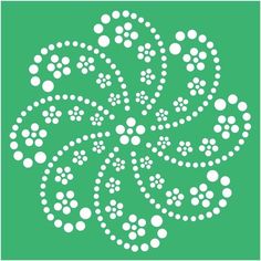 a green background with white circles in the shape of a flower on top of it