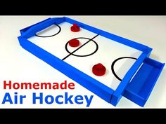 an air hockey game is shown with the words homemade and red balls on it's board