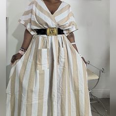 Women Plus Size Linen And Cotton Chevron Stripe Maxi Dress. 55%Linen 45% Cotton 2 Front Pockets, Cuffed Short Sleeve , Invisible Back Zipper. Shoulder: 37" Bust: 58" Pit To Pit: 29 Waist: 48.5" Hip: Free Length: 58" Plus Size Linen, Dresses Linen, Chevron Stripe, Cuffed Shorts, Ashley Stewart, Striped Maxi Dresses, Cotton Dress, Cotton Dresses, Maxi Dress