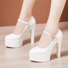 Shipping: Worldwide Express Shipping AvailableDelivery time: 7-15Days Fast ShippingReturns: Fast refund, 100% Money Back Guarantee. Cute White Heels, Heels Professional, Professional Work Shoes, Professional Single, Model Catwalk, Performance Shoes, Cute High Heels, Buckle Fashion, Book Fashion