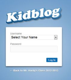 the login screen for kiddblog, which allows users to select their name