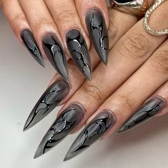 These stiletto nails designs will inspire you to elevate your style and exude confidence with every gesture. #naildesignsjournal #nails #nailart #naildesigns #frenchnails #coffinnails #almondnails #ombrenails #gelnails #acrylicnails #nailpolish #nailideas #pointynails #stilettonails #stilettos Punk Nails, Gothic Nails, Goth Nails, Grunge Nails, Her Nails, Pretty Gel Nails