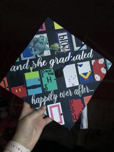 a graduation cap that says and she graduated happily ever after