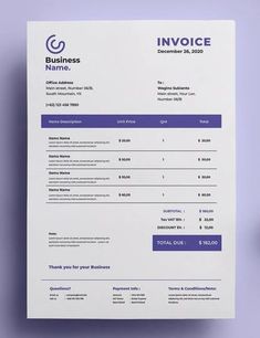 an invoice is shown on top of a piece of paper