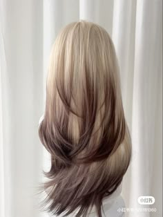 Light Layers With Face Framing, Pudding Hair Dye, Light Brown Hair With Blonde Peekaboos, Blonde Hair Dark Ends, Pudding Hair Color, Dye Hair Ends, Blonde Hair With Brown Tips, Japanese Hair Color Ideas, Foxy Hair Color