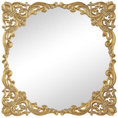 Introduce regal charm and character with the carvings of a traditional glam square wall mirror. Acanthus floral designs wrap around each corner of the frame, creating a round inner frame with flat glass within. Polished gold finish creates a warm and inviting sensibility, perfect for an elegant entry or living area. Square Mirrors, Square Wall Mirror, Antique Mirror Wall, Decorative Wall Mirror, Gold Mirror Wall, Entryway Mirror, Floral Room, Mirror Shapes, Cool Mirrors