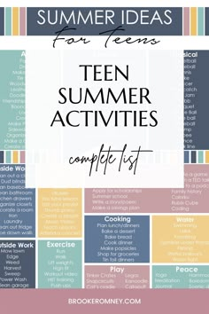 the summer activities list for kids with text overlay that reads ten summer activities complete list