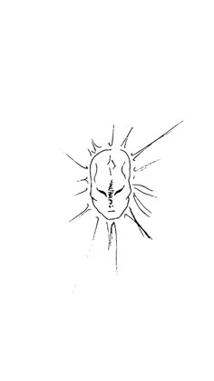 a black and white drawing of a bug on a white background with the sun in the middle