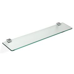 a glass shelf with metal brackets on it