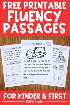 the free printable flueny passages for kids