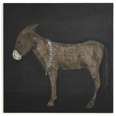 a drawing of a brown horse on a black background