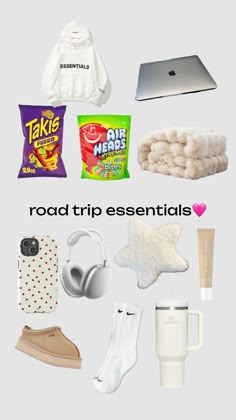 the road trip essentials are organized and ready to go