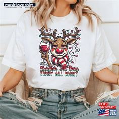 Sleighin All Day Funny Reindeer Shirt Design Unisex T-Shirt Funny Reindeer, Reindeer Shirt, Design Hoodie, Colour List, Hoodie Design, Halloween Tshirts