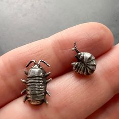 Mismatched Handmade Sterling Silver Isopod Stud Earrings - Etsy Cool Outfit Accessories, Roly Poly, Nature Earrings, Earring Ideas, Dope Jewelry, Earring Studs, Funky Jewelry, Cool Ideas, Jersey City