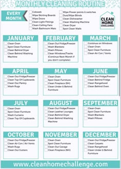 the clean house cleaning schedule is shown