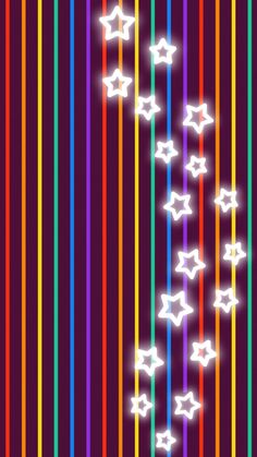 the stars are glowing brightly on this colorful striped wallpaper pattern, which is also in shades of purple and red