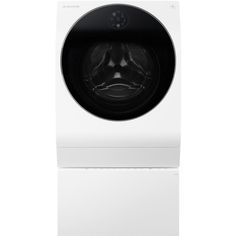 the front view of a washing machine with its door open, on a white background