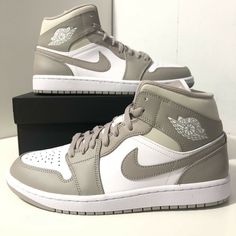 New Nike Air Jordan 1 Mid Linen College Grey 554724-082 Men’s Size 10.0 Jordan Air Force 1 Grey, Nike Jordan Air 1 Sage Green, Air Jordan 1 Low Sky Grey Paris, Jordan 1 Mid Nike, Grey Air Jordan 1 Mid, Jordans Smokey Grey, Air Jordan 1 Gray White, Air Jordan 1 Grey Fog, Nike Jordan Air 1 Grey