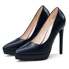 PRICES MAY VARY. 💋 Women TRUE-to-SIZE slip-on platform heeled pumps.Thanks to 1.2 Inch platform sole,the steepness of this 4.7 inch stiletto high heels is less intense.And,the extra lift,without overly towering,is a great investment for style,comfy,and versatility. 💋【Soft insole and non-slip sole】Recommended high heels pumps for women dressy.The 4mm latex insole is covered with vegan leather for soft cushion,breathability for feet.Plus,the rubber sole enhances traction,stability,to make it thr Pink Stiletto Heels, Platform Stiletto Heels, Platform Pumps Heels, Pink Stilettos, Neutral Heels, Closed Toe Heels, Heeled Pumps, Red High Heels, Slip On Pumps