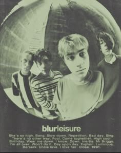 an advertisement for blurlesure featuring the band's first album, which was released in 1971