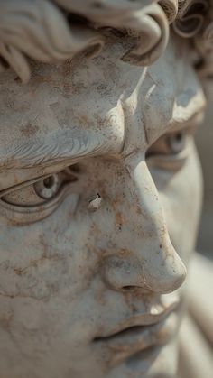 a close up of a statue of a man's face