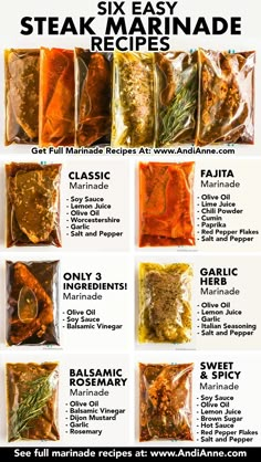 the instructions for how to make steak marinade recipe in five easy steps with pictures