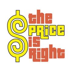 the price is right logo in yellow and red on a white background with text below it