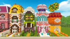 an image of a group of buildings made out of legos in the style of minecraft