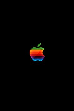 an apple logo on a black background with the colors red, orange and green in it