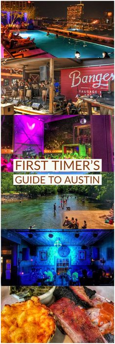 the first timer's guide to austin is shown in three different colors and sizes