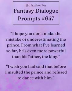 a poem written in purple with the words fantasy dialogue propps 647