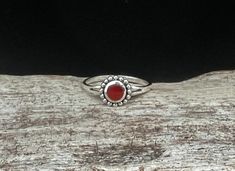 Beaded Round Carnelian Silver Ring //  Sizes 5, 6, 7, 8, 9, 10 925 Sterling Silver // Oxidized  Face Height: 7mm  Shank: 2mm Weight: 2.5 grams Stone: carnelian  Nickel Free Silver Hallmark 925 Free US Shipping Carnelian Ring, Ring Sizes, Solitaire Ring, Gemstone Rings, Jewelry Rings, Ring Size, Silver Rings, 925 Sterling Silver, Gemstones