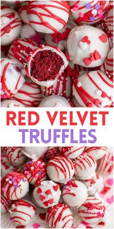 red velvet truffles with white chocolate and sprinkles