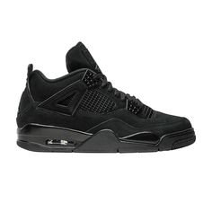 Find JORDAN 4 Retro ' Cat' 2020 on Editorialist. The 2020 edition of the Air Jordan 4 Retro 'Black Cat' brings back the all-black colorway of the classic silhouette, one that draws inspiration from one of Michael Jordan’s various nicknames. Like the original 2006 release, this pair makes use of a monochromatic black suede upper with a matching black midsole. Jumpman branding on the woven tongue tag is rendered in Light Graphite, representing the sneaker’s only contrasting design element. Jordan 4 Wallpaper, Black Cat Jordan 4, Cool Jordans, Jordan Fits, Jordan 4 Black, Jordan Retro 4, Jordan 4s, 4 Wallpaper, Retro 4