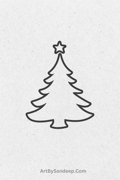 a drawing of a christmas tree with a star on top