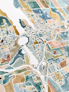 a watercolor drawing of a city map