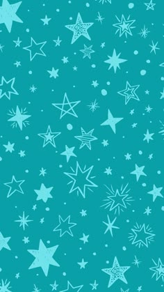 blue and white stars on a green background