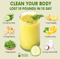 a glass filled with cucumber, lemon and other ingredients to clean your body