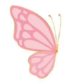 a pink butterfly with gold accents on it's wings, flying in the air