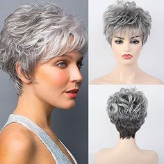 Women Pixie Cut, Gray Hair Cuts, Grey Wig, Short Grey Hair, Pixie Cut Wig, Short Haircut, Short Hair Haircuts, Short Wigs, Pixie Cuts