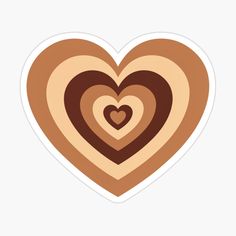 two hearts in the shape of a heart sticker with brown and tan colors on a white background