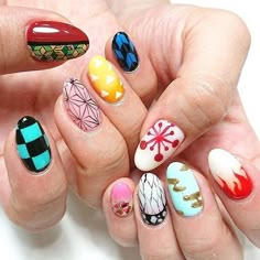 Themed Nails, Nails Inspired, Anime Nails, Inspired Nails, Really Cute Nails, Kawaii Nails, Popular Anime, Pretty Acrylic Nails, Nail Polishes