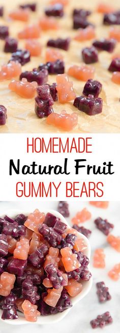 homemade natural fruit gummy bears in a bowl