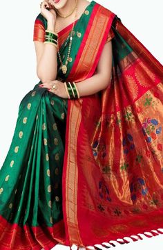 Green Paithani Saree, Silk Sarees Online Shopping, Traditional Silk Saree, Wedding Blouse Designs, Wedding Saree Indian